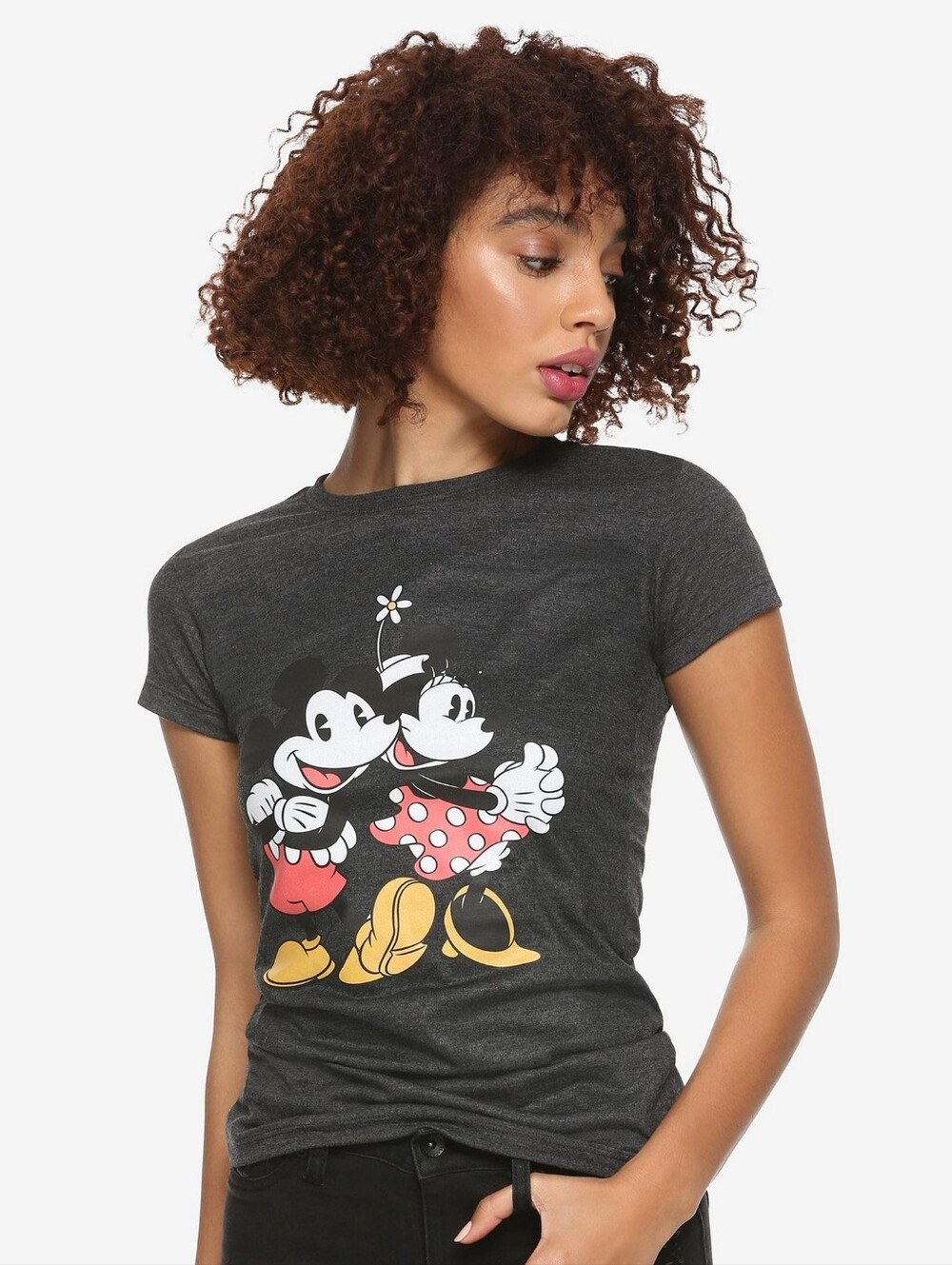 Disney Mickey & Minnie Mouse Graphic Tee NWT Juniors Small Gray